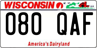 WI license plate 080QAF