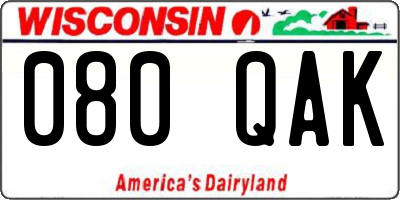 WI license plate 080QAK