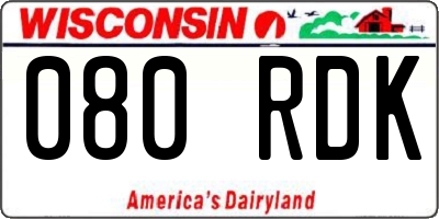 WI license plate 080RDK