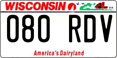 WI license plate 080RDV