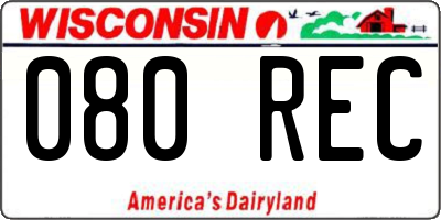 WI license plate 080REC