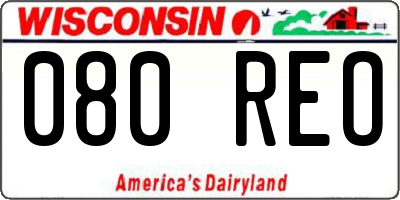 WI license plate 080REO