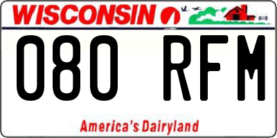 WI license plate 080RFM