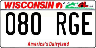 WI license plate 080RGE