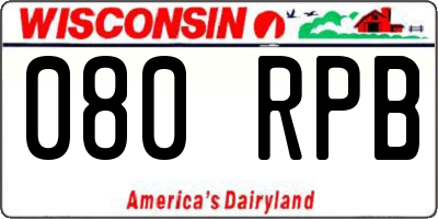 WI license plate 080RPB