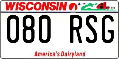 WI license plate 080RSG