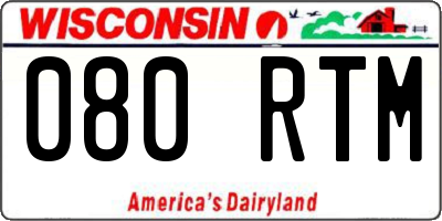 WI license plate 080RTM