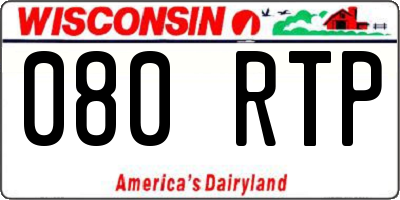 WI license plate 080RTP