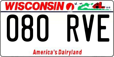 WI license plate 080RVE