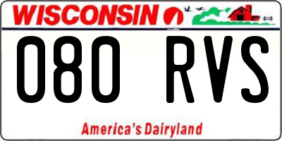 WI license plate 080RVS