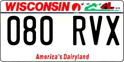 WI license plate 080RVX