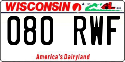 WI license plate 080RWF