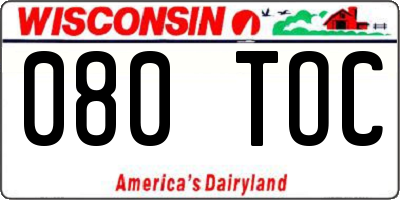 WI license plate 080TOC