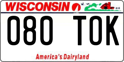 WI license plate 080TOK
