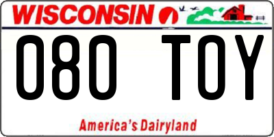WI license plate 080TOY