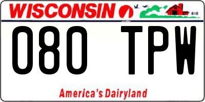 WI license plate 080TPW