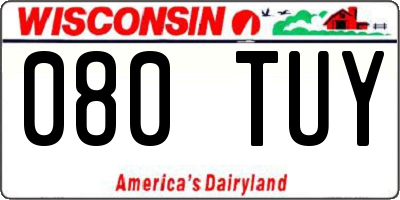 WI license plate 080TUY
