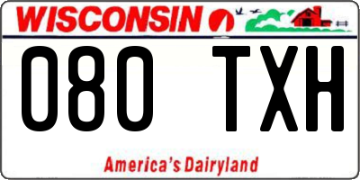 WI license plate 080TXH