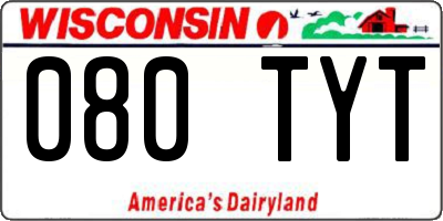 WI license plate 080TYT