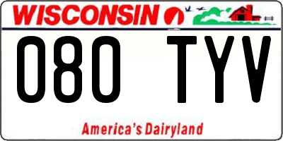 WI license plate 080TYV