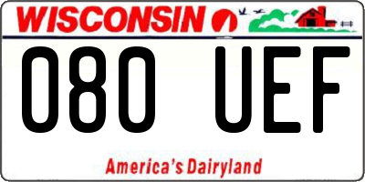 WI license plate 080UEF