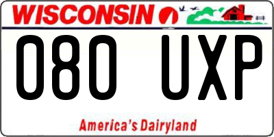 WI license plate 080UXP