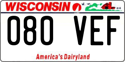 WI license plate 080VEF