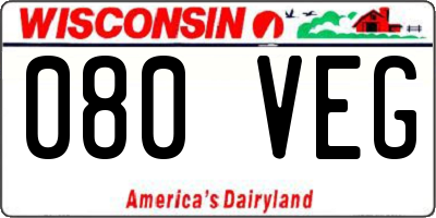 WI license plate 080VEG