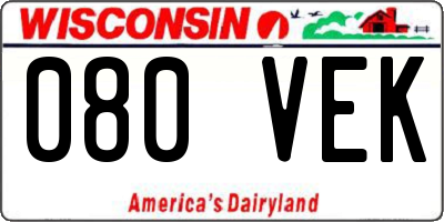 WI license plate 080VEK
