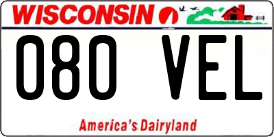 WI license plate 080VEL