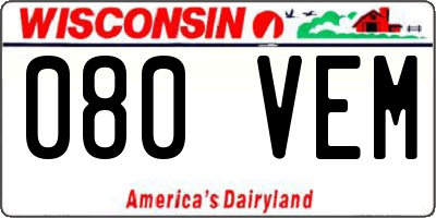 WI license plate 080VEM