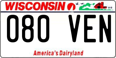 WI license plate 080VEN