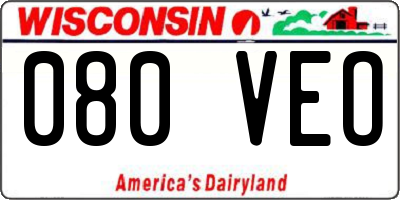 WI license plate 080VEO