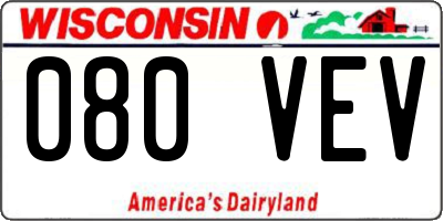 WI license plate 080VEV