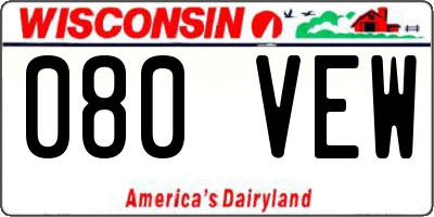 WI license plate 080VEW