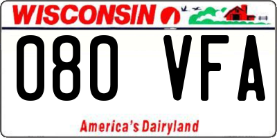 WI license plate 080VFA