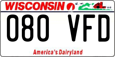 WI license plate 080VFD