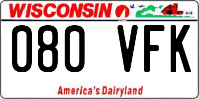 WI license plate 080VFK
