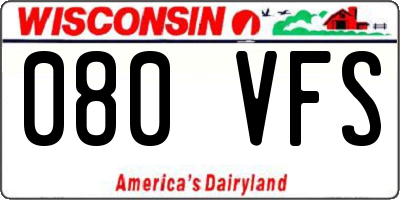 WI license plate 080VFS