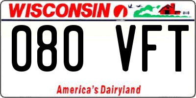 WI license plate 080VFT