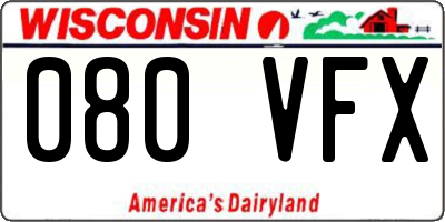 WI license plate 080VFX