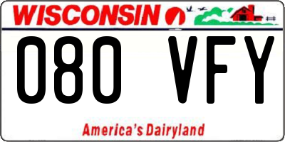 WI license plate 080VFY