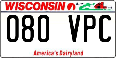 WI license plate 080VPC