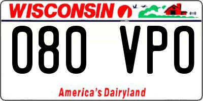 WI license plate 080VPO