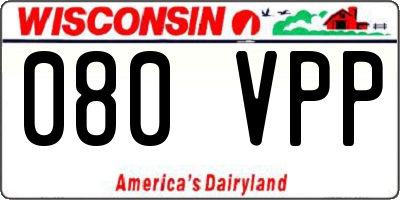 WI license plate 080VPP