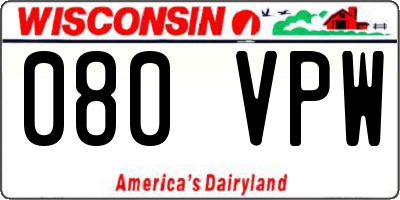 WI license plate 080VPW
