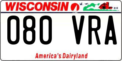 WI license plate 080VRA