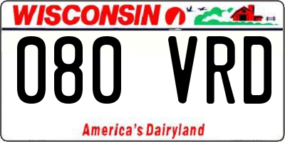 WI license plate 080VRD