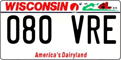 WI license plate 080VRE