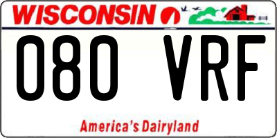 WI license plate 080VRF